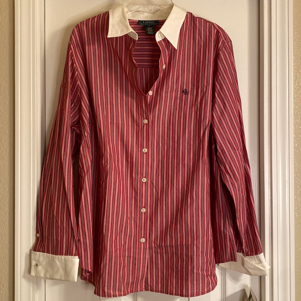 NWT Vintage style 2X Ralph Lauren Stripped button down Dress shirt